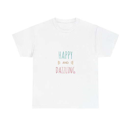 Happy and Dazzling Unisex Heavy Cotton Tee - Joyful Graphic Tee for Everyday Wear